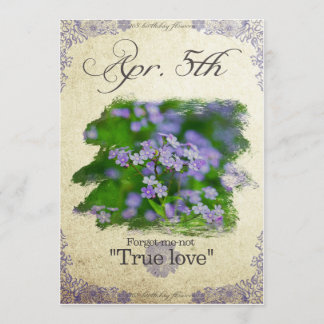 Fågelblommor den 5 april "Glöm-mig-nej" Kort