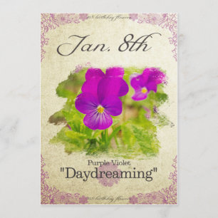 Fågelblommor den 8 januari "Lila Violet" Kort