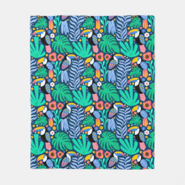 Fågelblommor i färg vid Tropical Toucan Fleecefilt