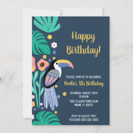 Fågelblommor med färgstark tropisk Toucan Inbjudningar