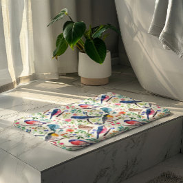 Fågelblommor Mönster Badrumsmatta