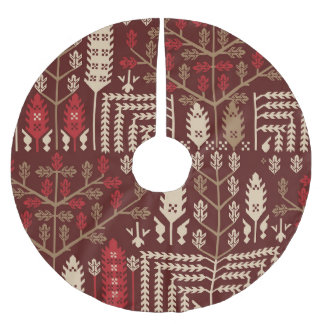 Fågelblommor Mörk blått Mönster Julgransmatta Borstad Polyester