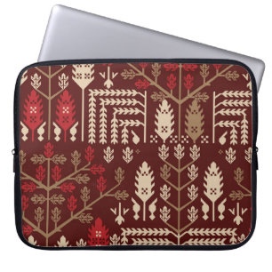 Fågelblommor Mörk blått Mönster Laptop Fodral