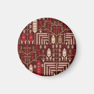 Fågelblommor Mörk blått Mönster Magnet