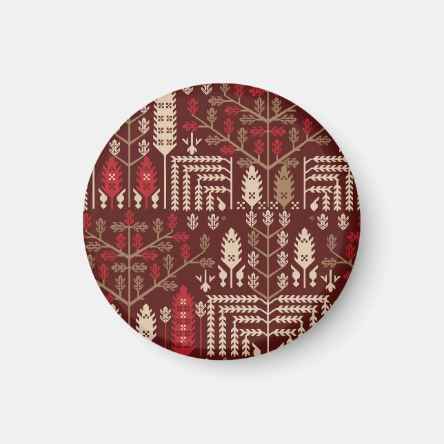 Fågelblommor Mörk blått Mönster Magnet (Framsidan)