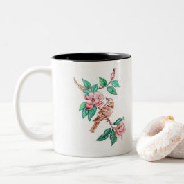 Fågelblommor på en kaffemugg