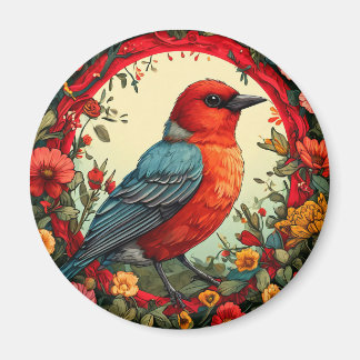 Fågelblomsterkrans Naturdekoration 🐦 Magnet