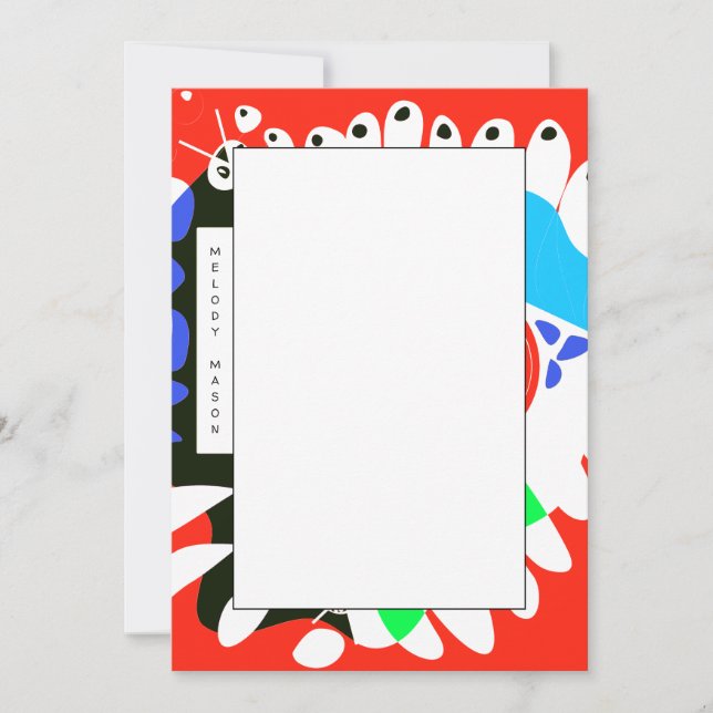 Fågelbo - Anpassat namn för Scarlet Red White Anteckningskort (Framsida)