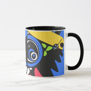 Fågelbo - blå svart mugg
