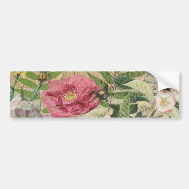 Fågelbo Blommig Trädgård Blomma Fjäril Konst Bildekal (Framsidan)