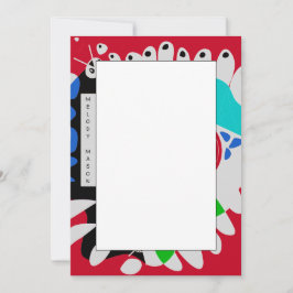 Fågelbo - eget namn för Crimson Red Grått Anteckningskort