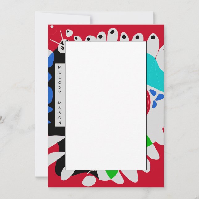 Fågelbo - eget namn för Crimson Red Grått Anteckningskort (Framsida)