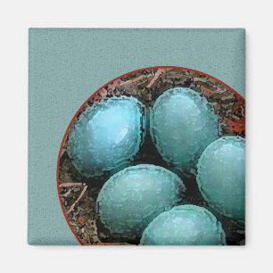Fågelbo med blå Robin Eggs Magnet