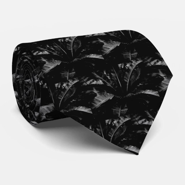 Fågelbo Nest Fern Necktie - Svart Slips (Rullad)