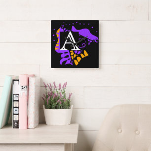 Fågelbo - Personlig Initial Brev A Fyrkantig Klocka