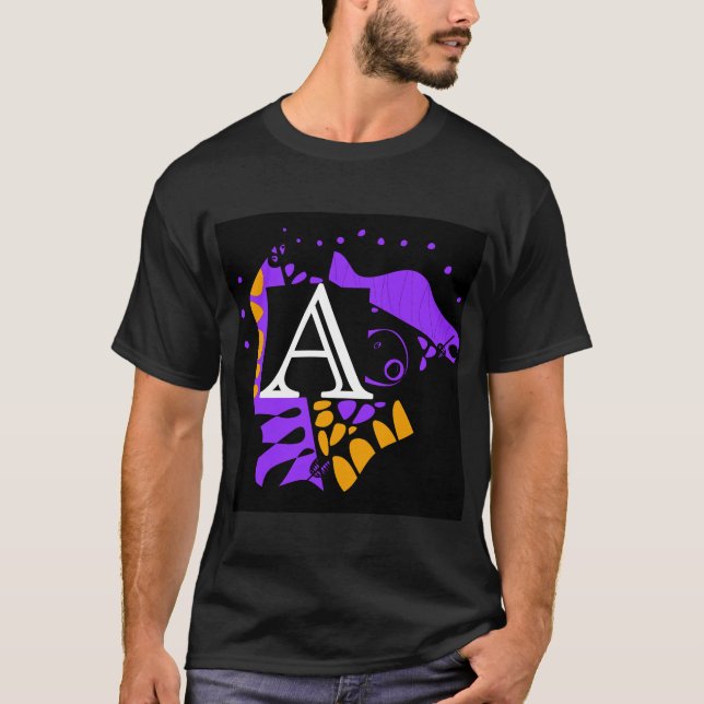 Fågelbo - Personlig Initial Brev A T Shirt (Framsida)