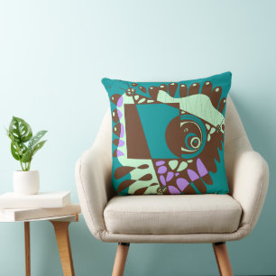 Fågelbo - Teal Grönt Chocolate Brown Kudde