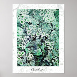 FÅGELBO ,vit grön Poster