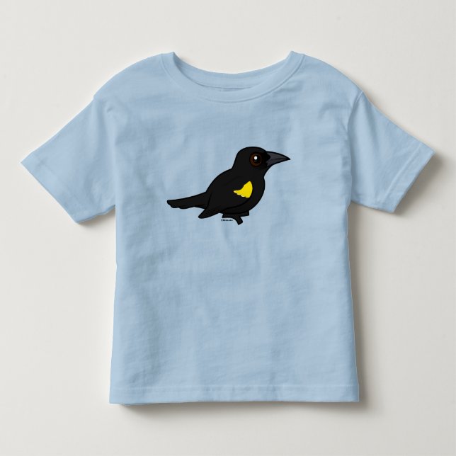 Fågelbodd Blackbird med Gult T Shirt (Framsida)
