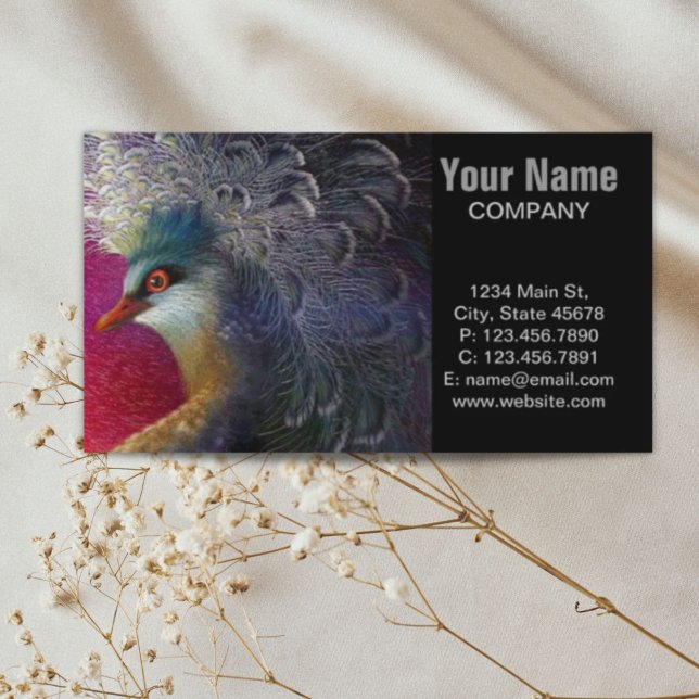 Fågelbroderier av färglös fransk visitkort (Colorful french baroque bird Embroidery Phoenix Business Card)