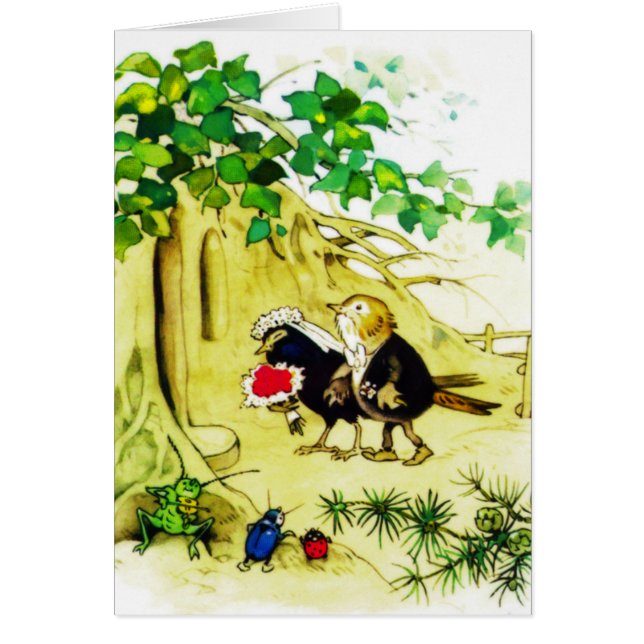 Fågelbröllop Hälsningskort (Framsidan)