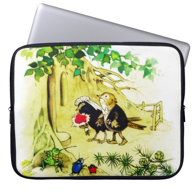 Fågelbröllop Laptop Sleeve (Framsidan)