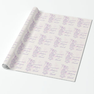 Fågelbur lila rosa anpassningsbar bröllop presentpapper