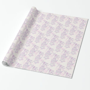 Fågelbur lila rosa bröllop presentpapper