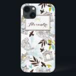 Fågelburar Mönster Personlig iPad Mini Case<br><div class="desc">Anpassadet iPad mini fodral med födelsemönster och blommor. Andra färg och liknande artiklar finns tillgängliga.</div>