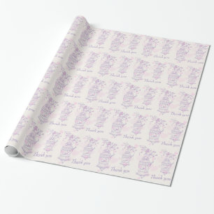 Fågelburens lila rosa bröllopsförmån tack för att presentpapper