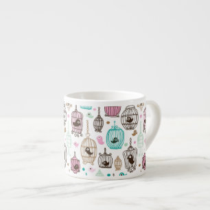 fågelburkärlek lurar bakgrundsmönster espressomugg