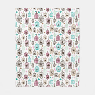 fågelburkärlek lurar bakgrundsmönster fleecefilt