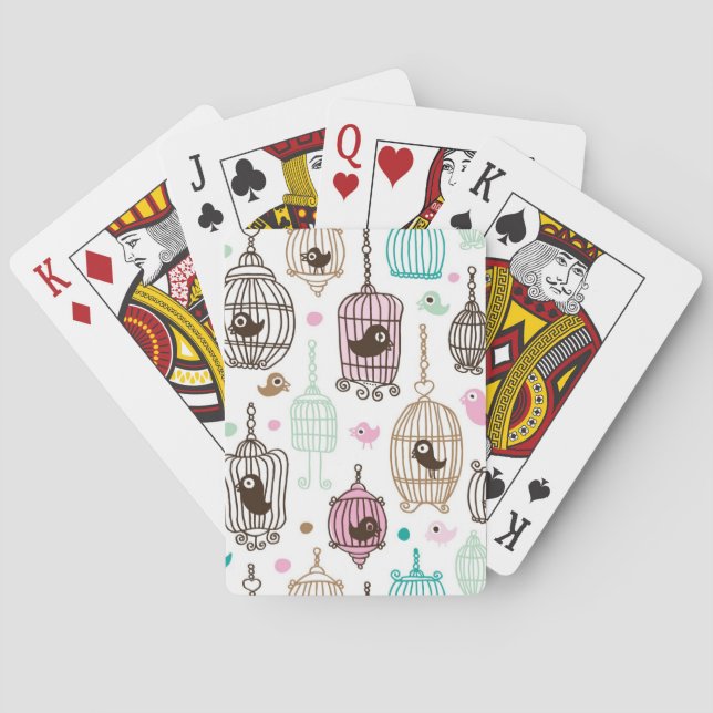 fågelburkärlek lurar bakgrundsmönster kortlek (Baksidan)