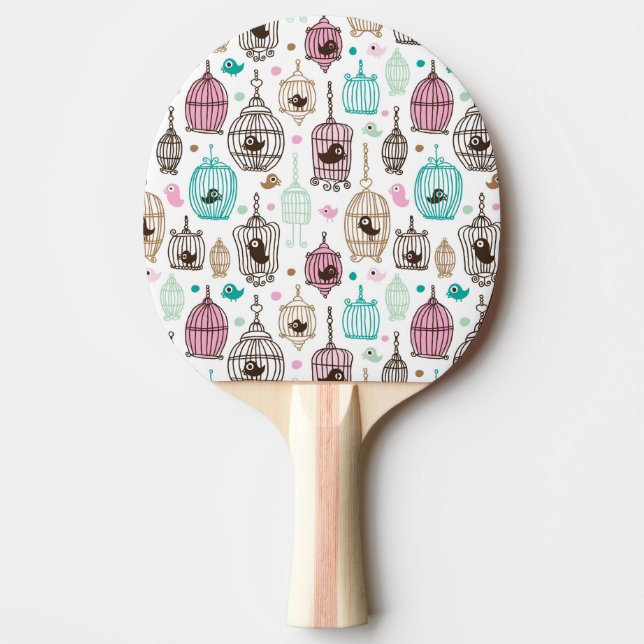fågelburkärlek lurar bakgrundsmönster pingisracket (Framsidan)