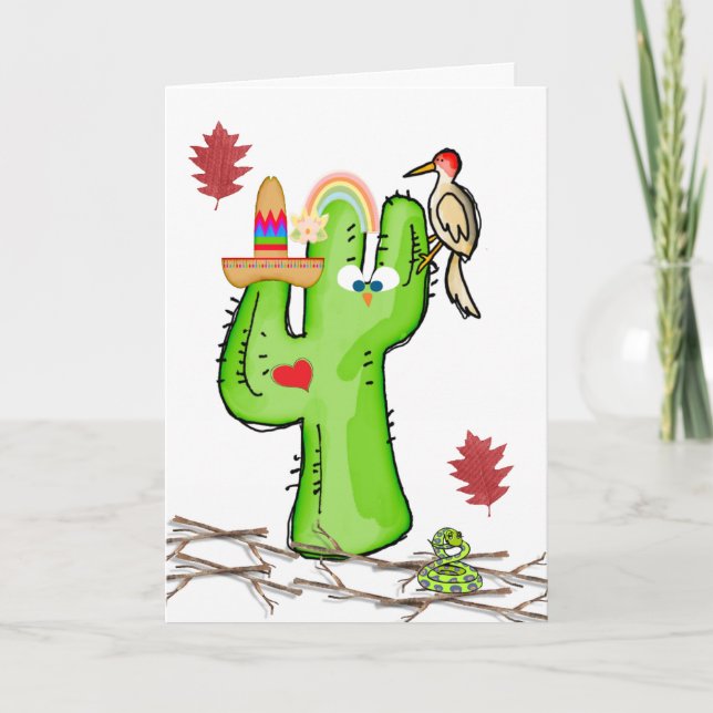 Fågelcactus Greeting Card Helgkort (Framsida)