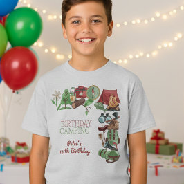 Fågelcampingkaraktär som vandrar för barn t shirt