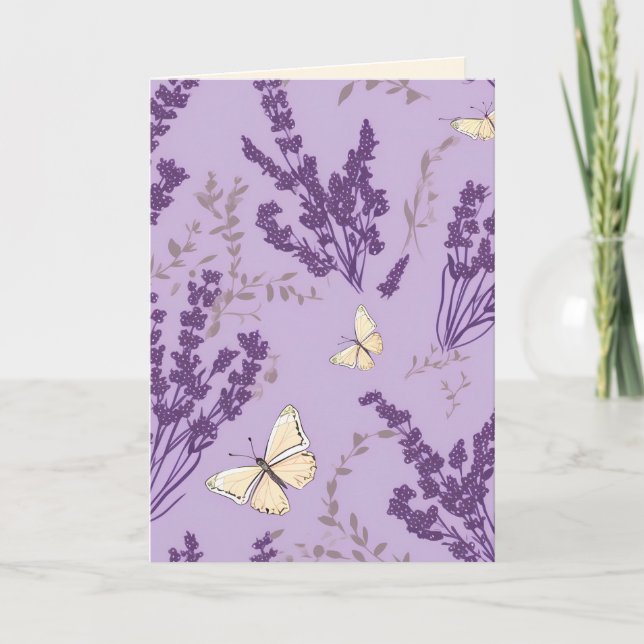 Fågeldag Butterflies med Lavender Kort (Framsida)