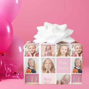Fågeldag Flickor Photo Collage Template Cute Kids Presentpapper
