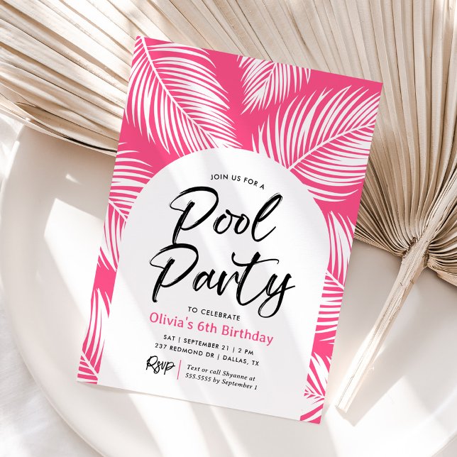 Fågeldag för den tropiska Bassäng Party-flickan Inbjudningar (Skapare uppladdad)