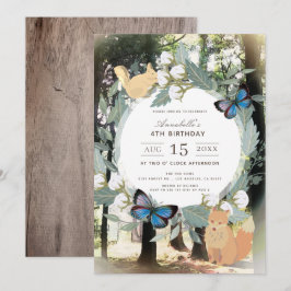 Fågeldag för skogen Woodland Animals Inbjudningar