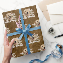 Fågeldag Golden Retriever på läder Presentpapper
