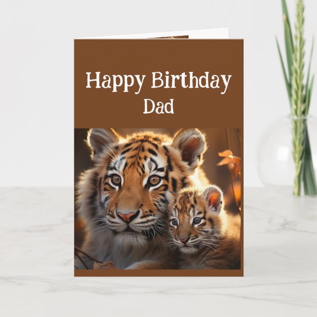 Fågeldag Pappa Cute Tiger Animal Kort (Framsida)