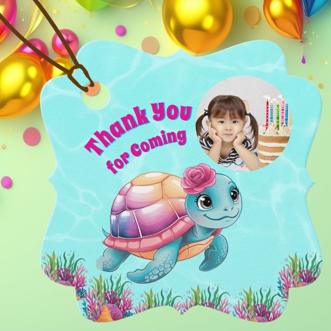 Fågeldagen för Cute Whimsical Blommigt Sea Turtle  Gåvor Etiketter (Skapare uppladdad)