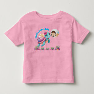Fågeldagen för Cute Whimsical Blommigt Sea Turtle T Shirt