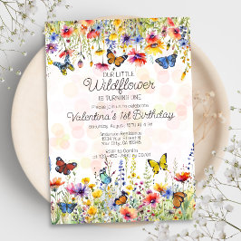 Fågeldagen för färgade små Wildblommor Butterflies Inbjudningar