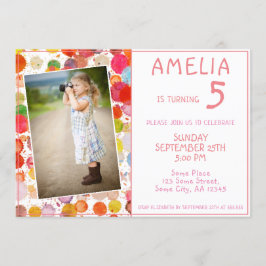 Fågeldagen för foto av flickbarn från cute Colorfu Inbjudningar