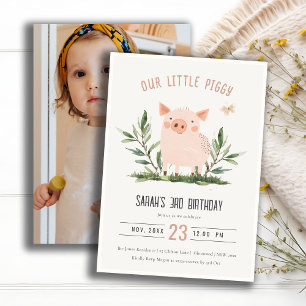 Fågeldagen för foto från Cute Little Piggy Kids Fa Inbjudningar
