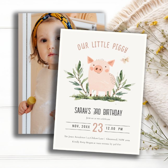 Fågeldagen för foto från Cute Little Piggy Kids Fa Inbjudningar (Skapare uppladdad)