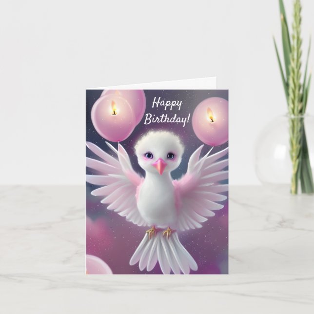 Fågeldagen i Cute White och Rosa Baby Helgkort (Framsida)