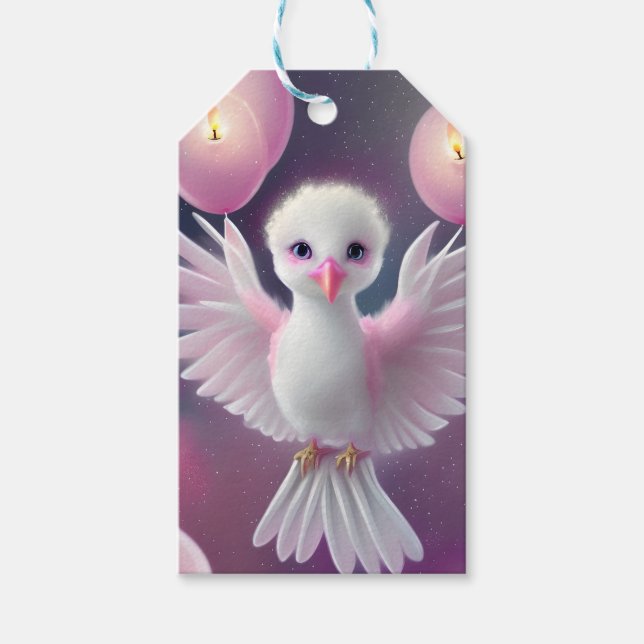 Fågeldagen i Cute White och Rosa Baby Presentetikett (Framsidan)
